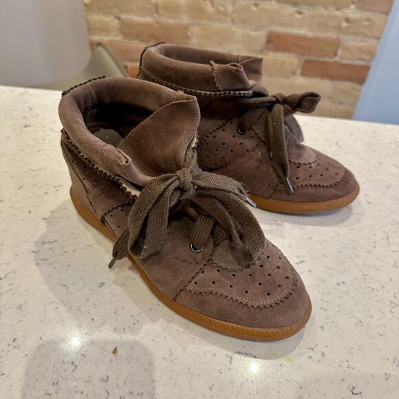 Isabel Marant Taupe Wedge Sneakers size 38 womens - Picture 3 of 5